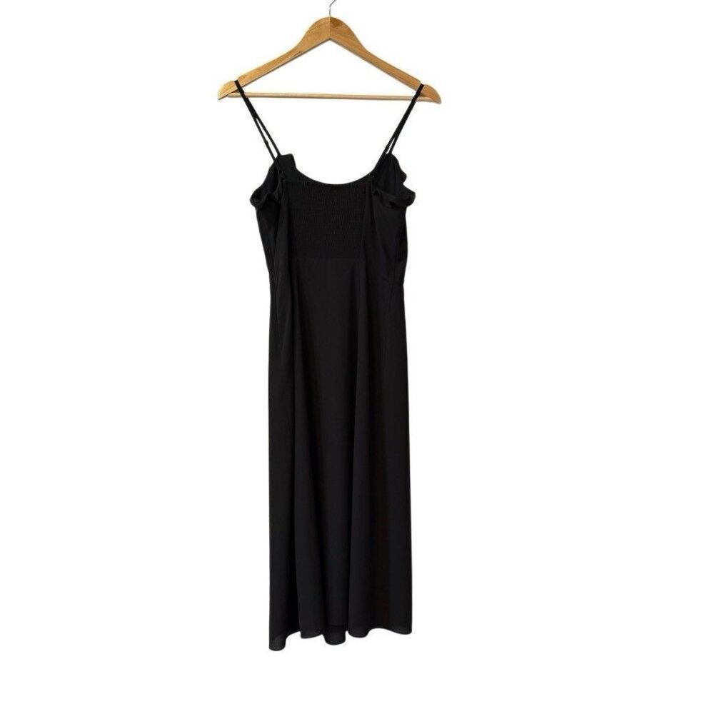 Aritzia Wilfred Philomene Midi Dress 4 Black Minimalist Ruffle Stretchy Simple